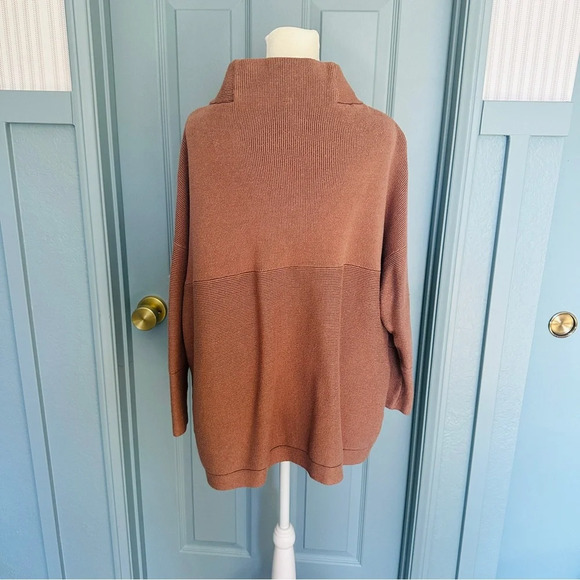 Anrabess Women's Casual Turtleneck Long Sleeve Loose Oversized Sweater Brown L - Picture 10 of 11